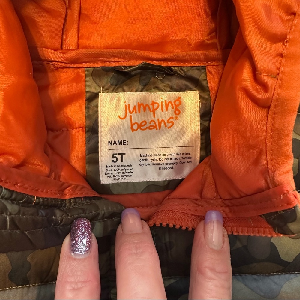 Boys Jumping Beans Camouflage Hooded Puffer Jacket Sz 5T EUC - Picture 4 of 8
